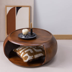 Tavolino tondo in legno di mango marrone Cole 72x36 cm