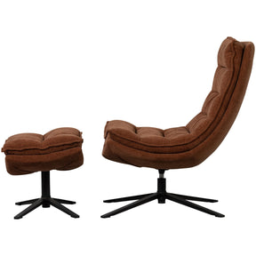 Poltrona girevole con poggiapiedi in tessuto Kube 100x74 cm