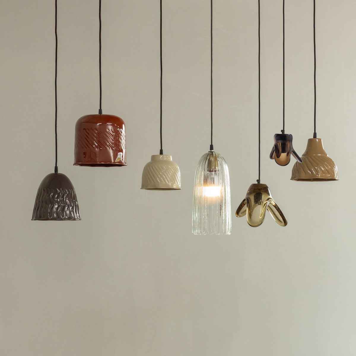 Lampada a sospensione in vetro Elle 25x17 cm