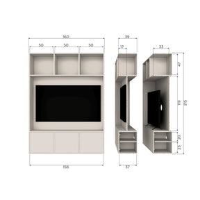Mobile TV 3 ante in legno di pino Meggy 160x215 cm - modulo componibile