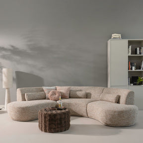 Pouf basso in tessuto marrone Olven 60x36 cm