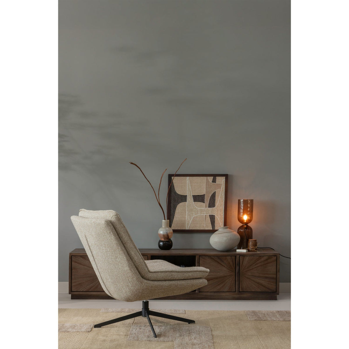 Poltrona girevole in tessuto Milaro 75x88 cm