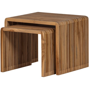 Set 2 tavolini in legno di teak Jasmijn
