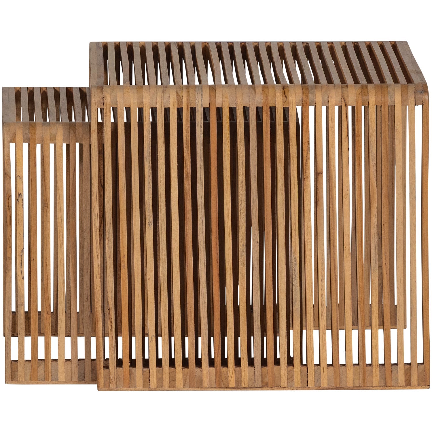 Set 2 tavolini in legno di teak Jasmijn