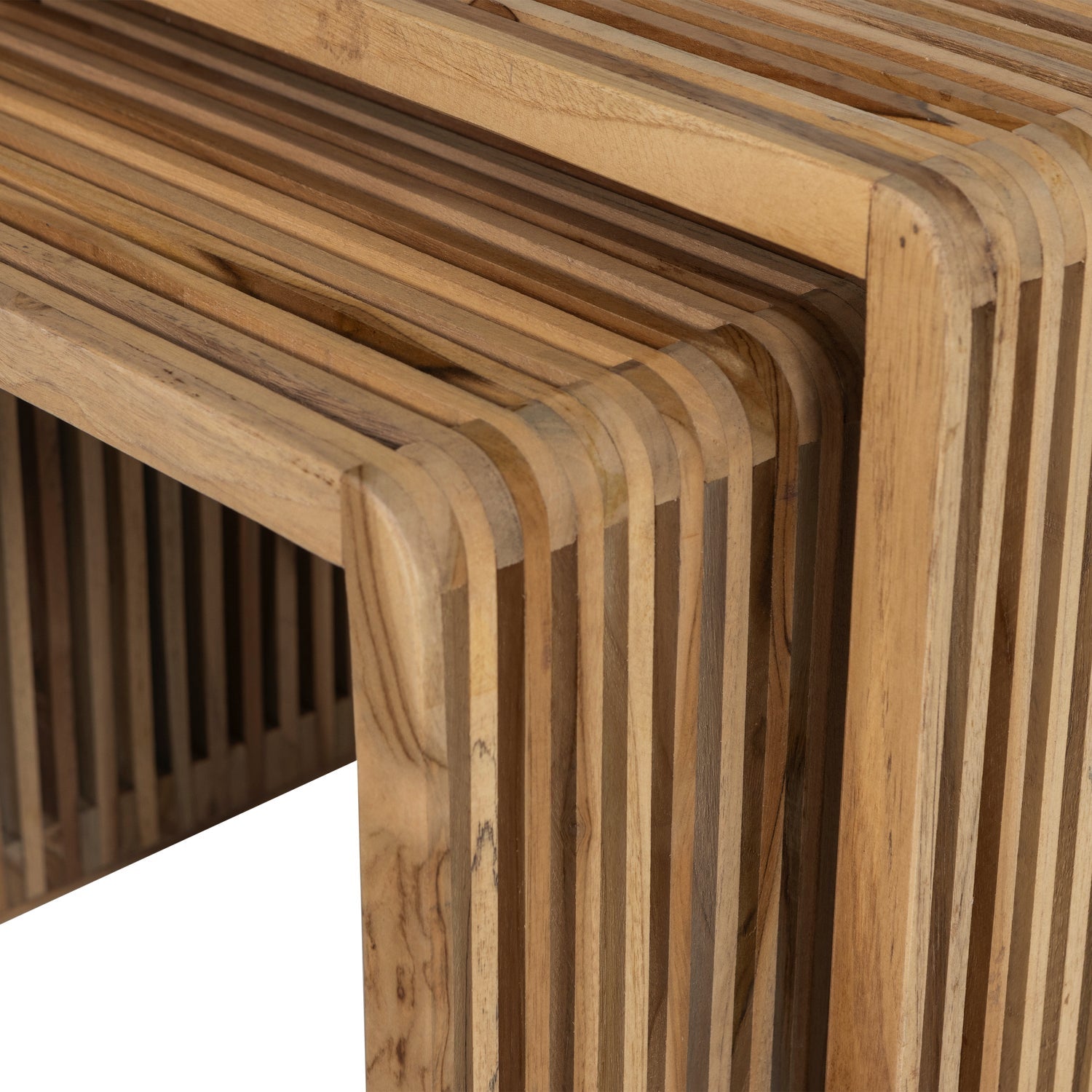 Set 2 tavolini in legno di teak Jasmijn