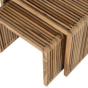 Set 2 tavolini in legno di teak Jasmijn