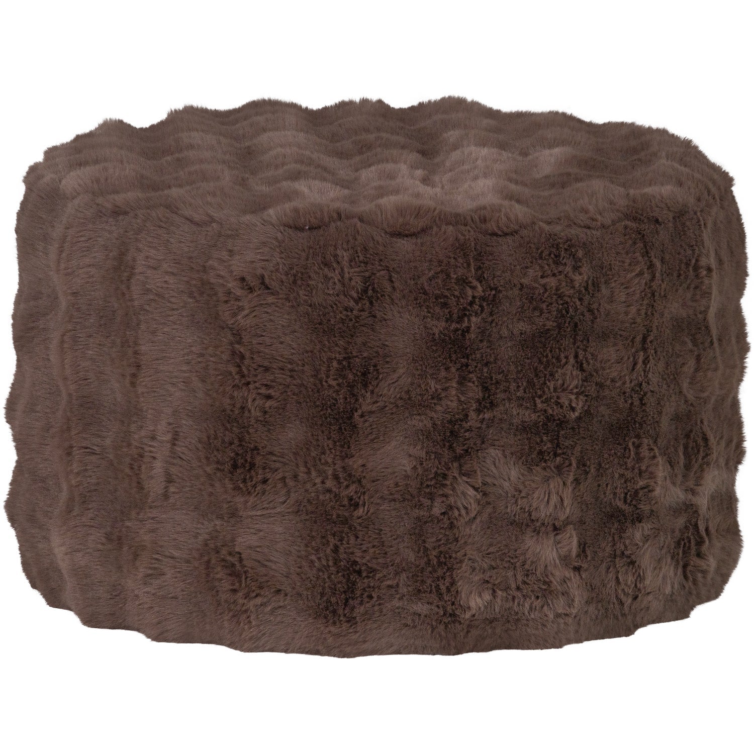 Pouf basso in tessuto marrone Olven 60x36 cm
