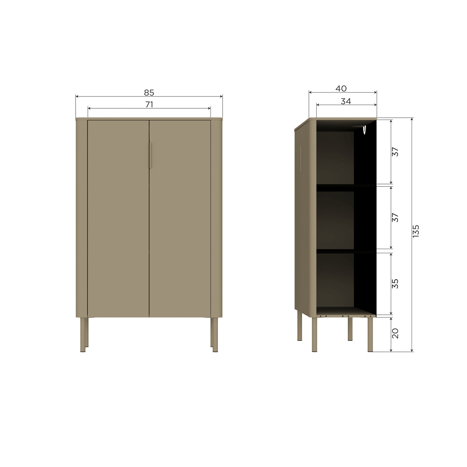 Credenza 2 ante in legno di pino Gunnar 85x135 cm