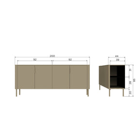 Madia 4 ante in legno di pino Gunnar 201x85 cm