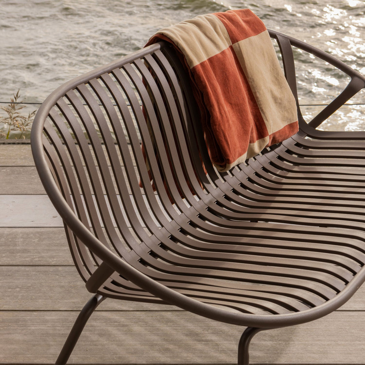 Plaid in cotone Ruggine/beige Essence 130x170 cm