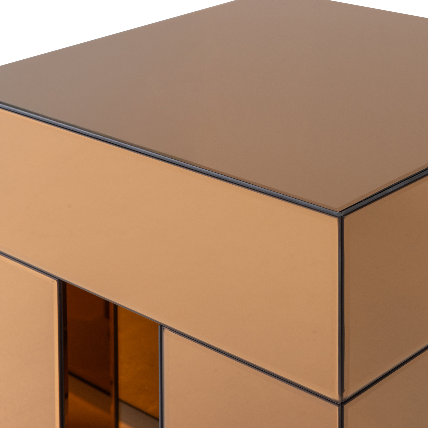 Tavolino marrone con vetro a specchio Sage 45x50 cm