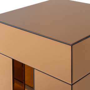 Tavolino marrone con vetro a specchio Sage 45x50 cm