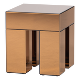 Tavolino marrone con vetro a specchio Sage 45x50 cm