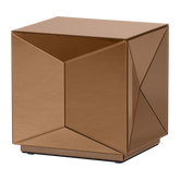 Tavolino marrone con vetro a specchio Lurex 40x40 cm