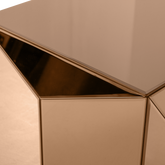 Tavolino marrone con vetro a specchio Lurex 40x40 cm