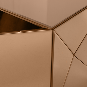 Tavolino marrone con vetro a specchio Lurex 40x40 cm