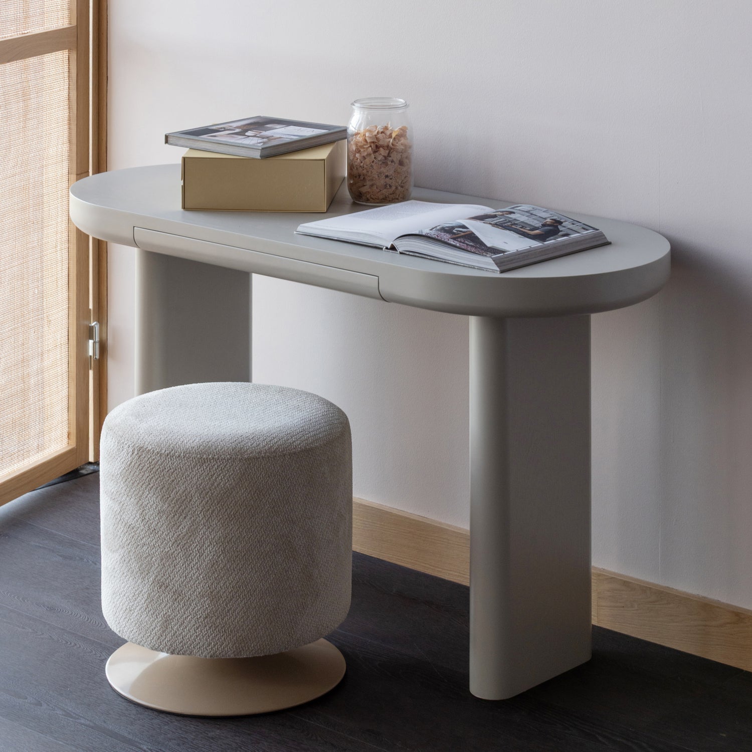 Pouf in tessuto con base girevole Islen 39x47 cm