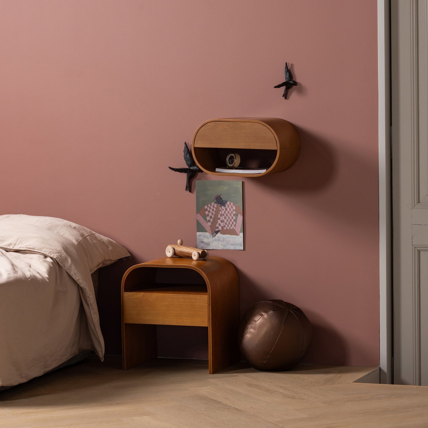 Comodino 1 cassetto in legno Kavy 40x45 cm