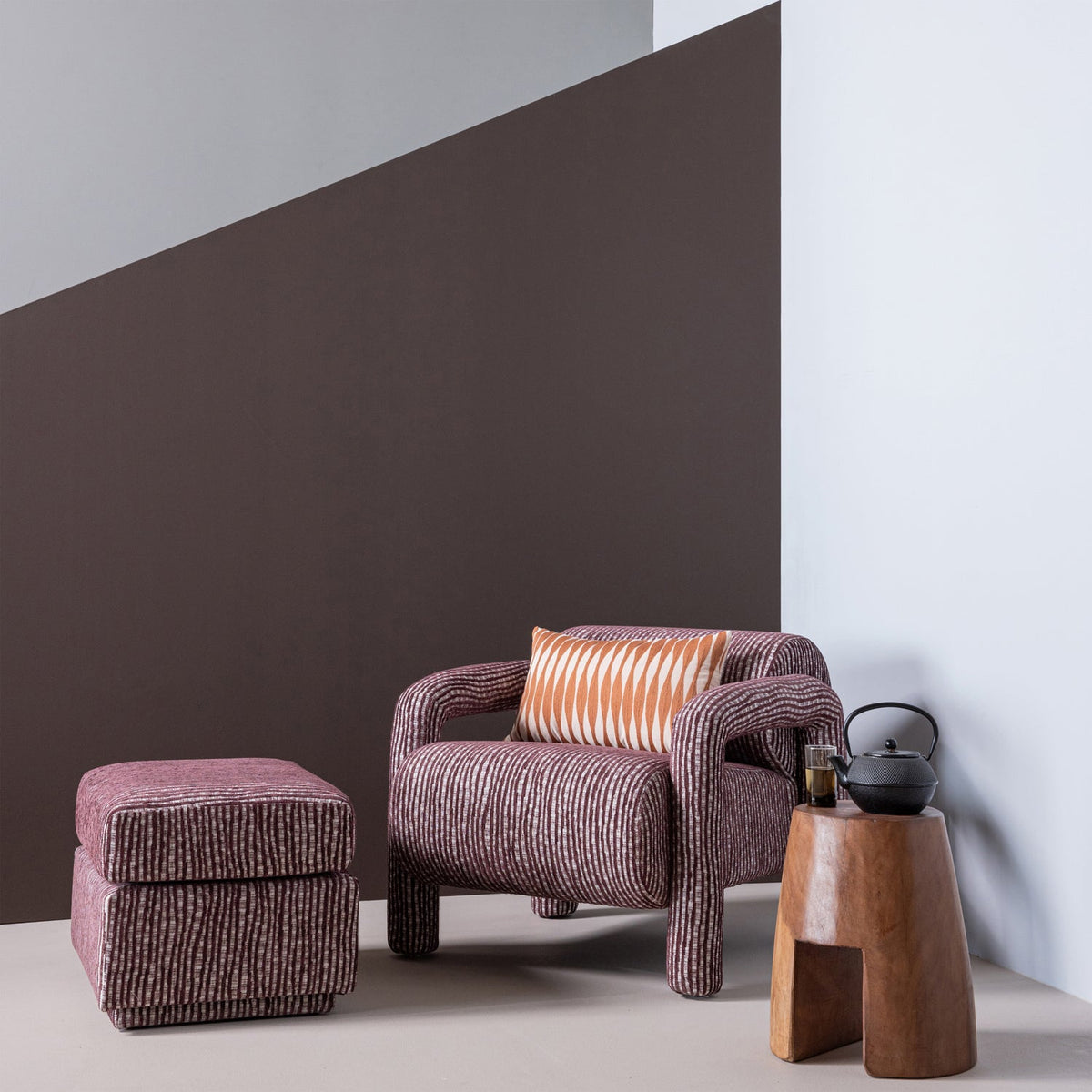 Pouf in tessuto Vynce 60x40 cm