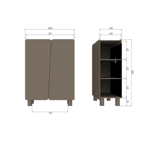 Credenza 2 ante in legno di pino Bora 100x135 cm