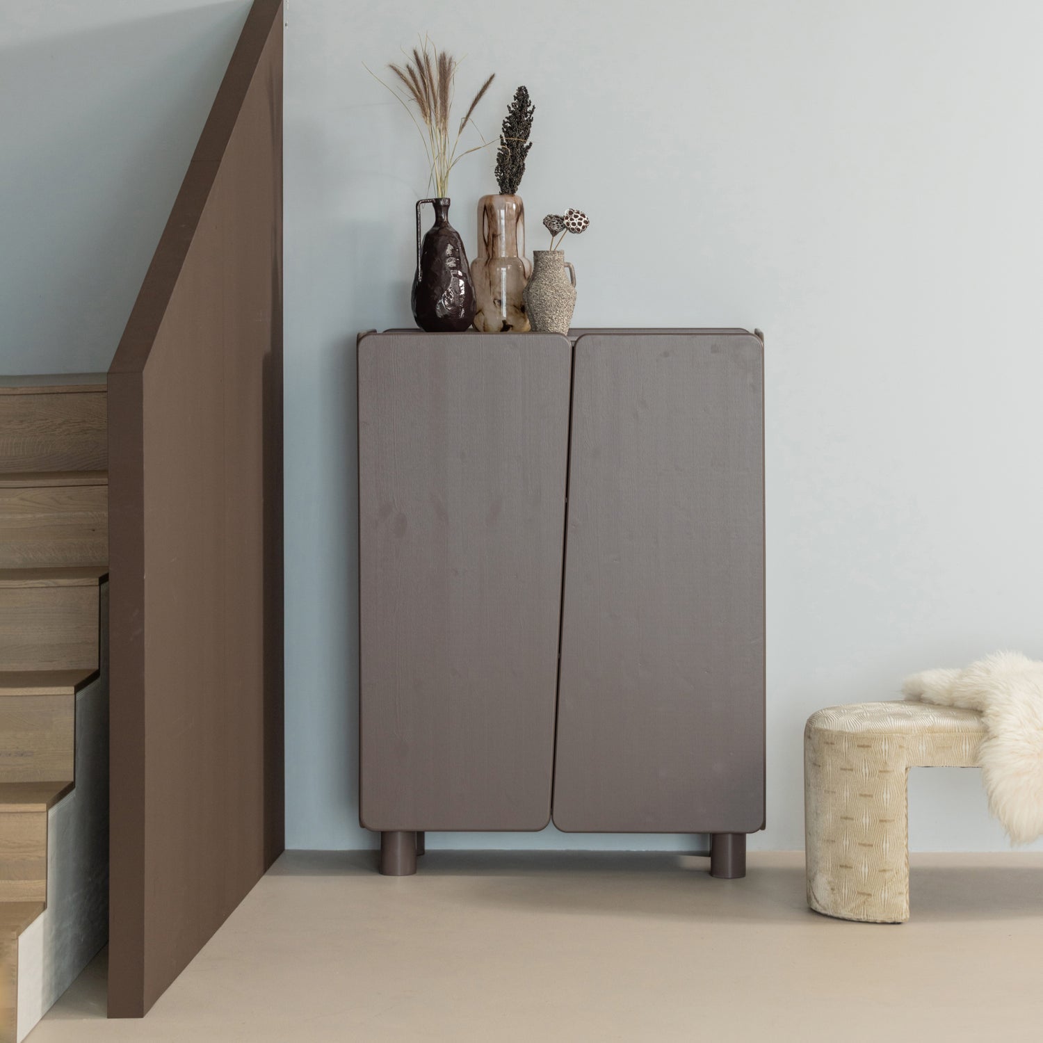 Credenza 2 ante in legno di pino Bora 100x135 cm