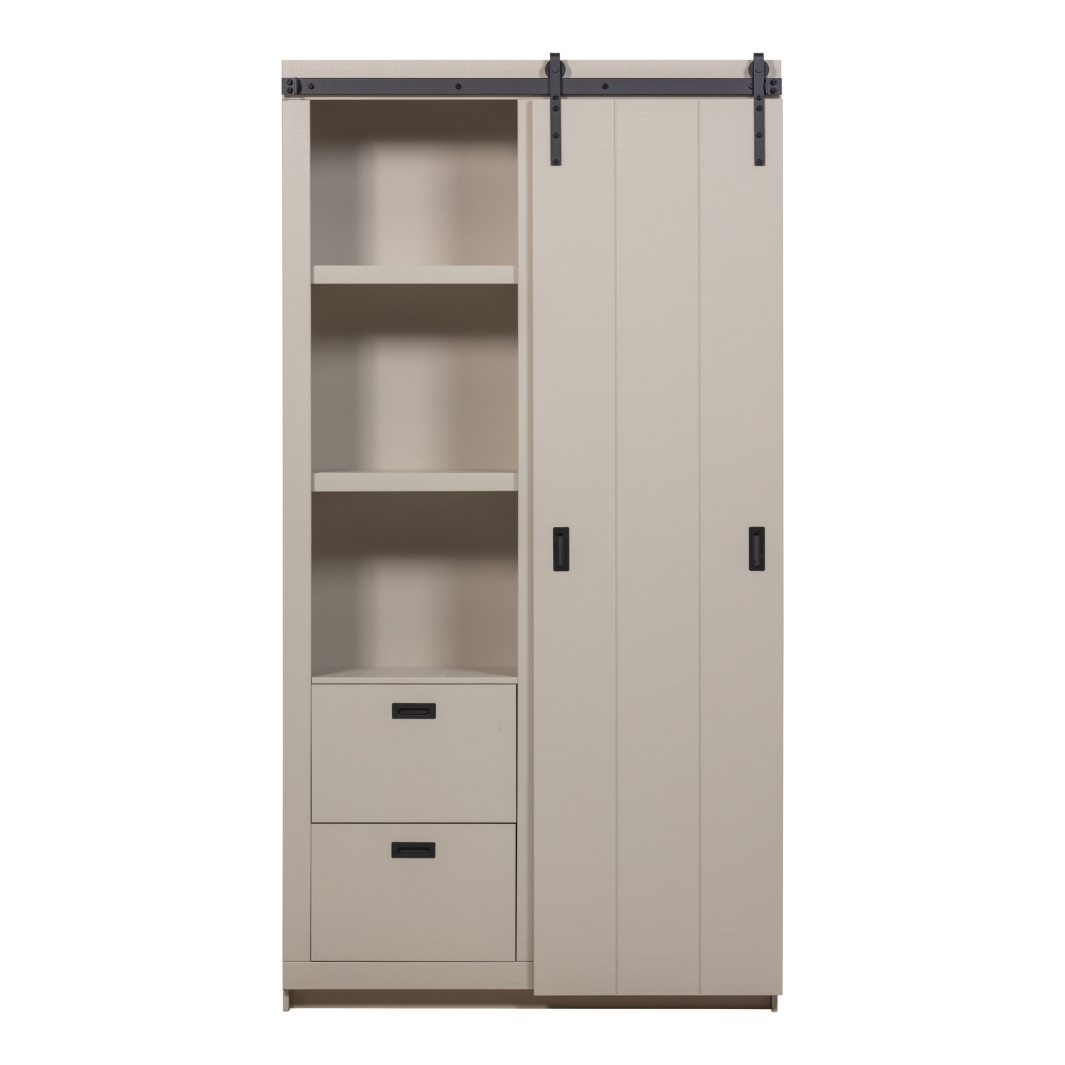 Armadio 2 ante scorrevoli 2 cassetti in legno di pino Ember 122x232 cm