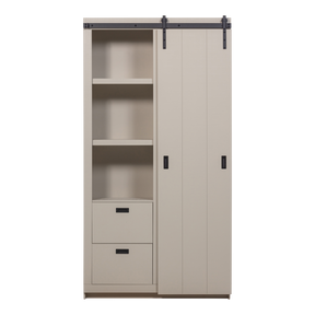 Armadio 2 ante scorrevoli 2 cassetti in legno di pino Ember 122x232 cm