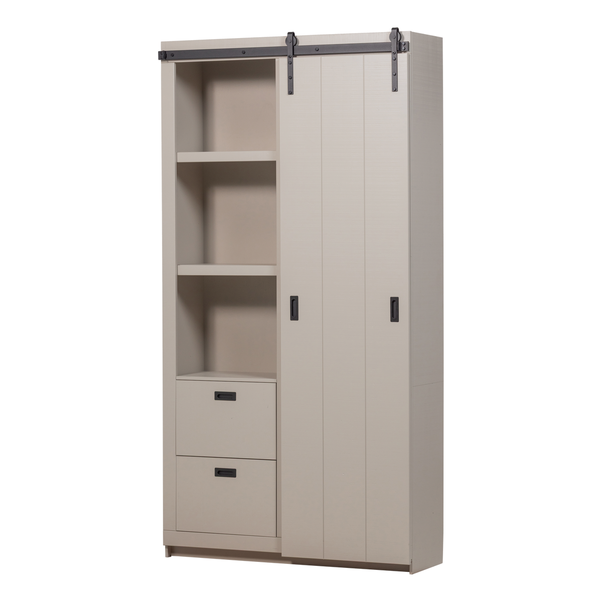 Armadio 2 ante scorrevoli 2 cassetti in legno di pino Ember 122x232 cm