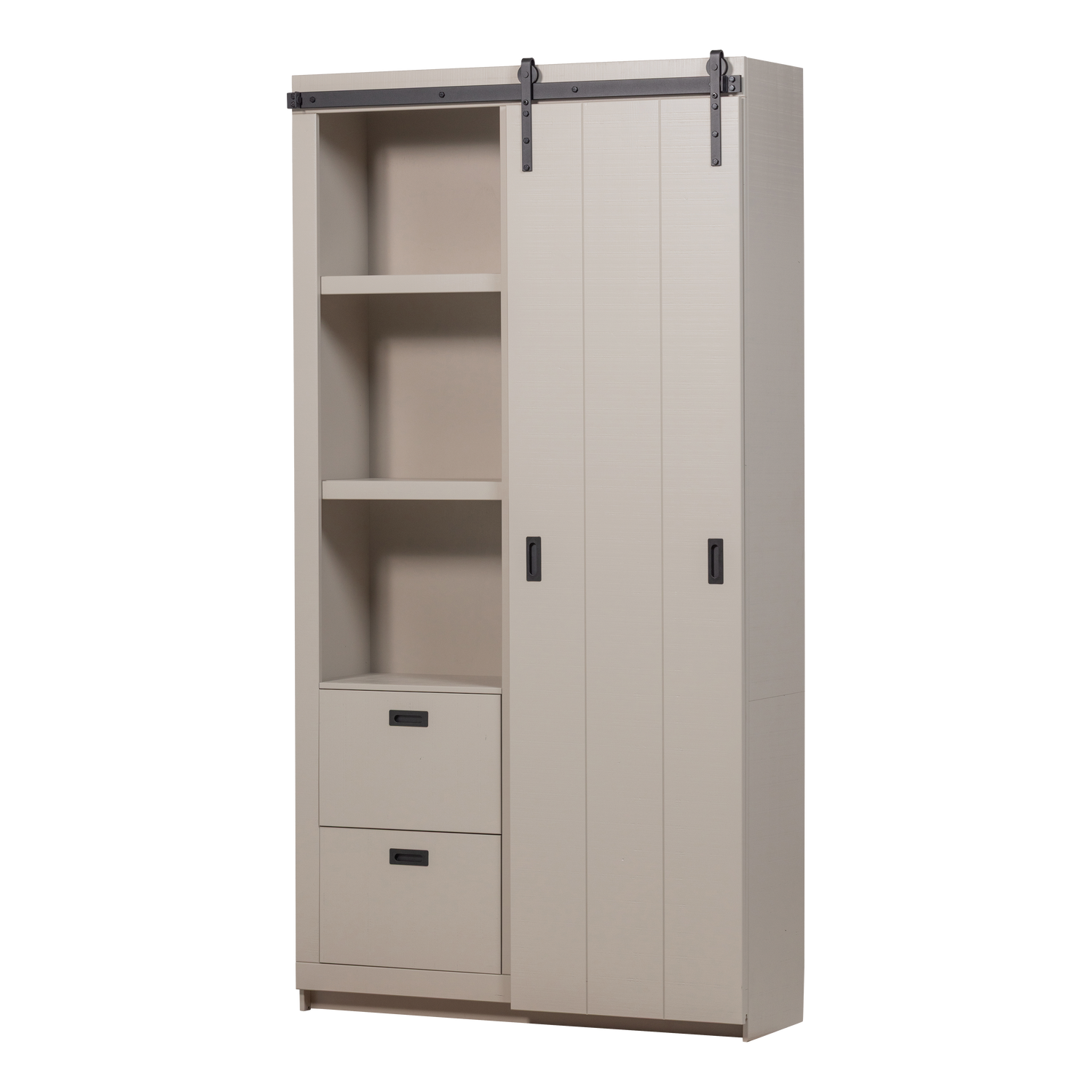 Armadio 2 ante scorrevoli 2 cassetti in legno di pino Ember 122x232 cm
