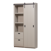 Armadio 2 ante scorrevoli 2 cassetti in legno di pino Ember 122x232 cm