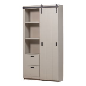 Armadio 2 ante scorrevoli 2 cassetti in legno di pino Ember 122x232 cm
