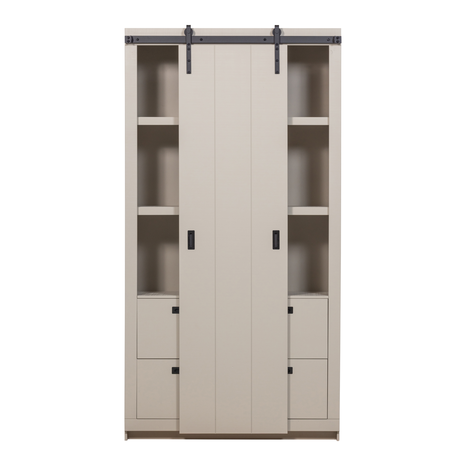 Armadio 2 ante scorrevoli 2 cassetti in legno di pino Ember 122x232 cm