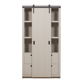 Armadio 2 ante scorrevoli 2 cassetti in legno di pino Ember 122x232 cm