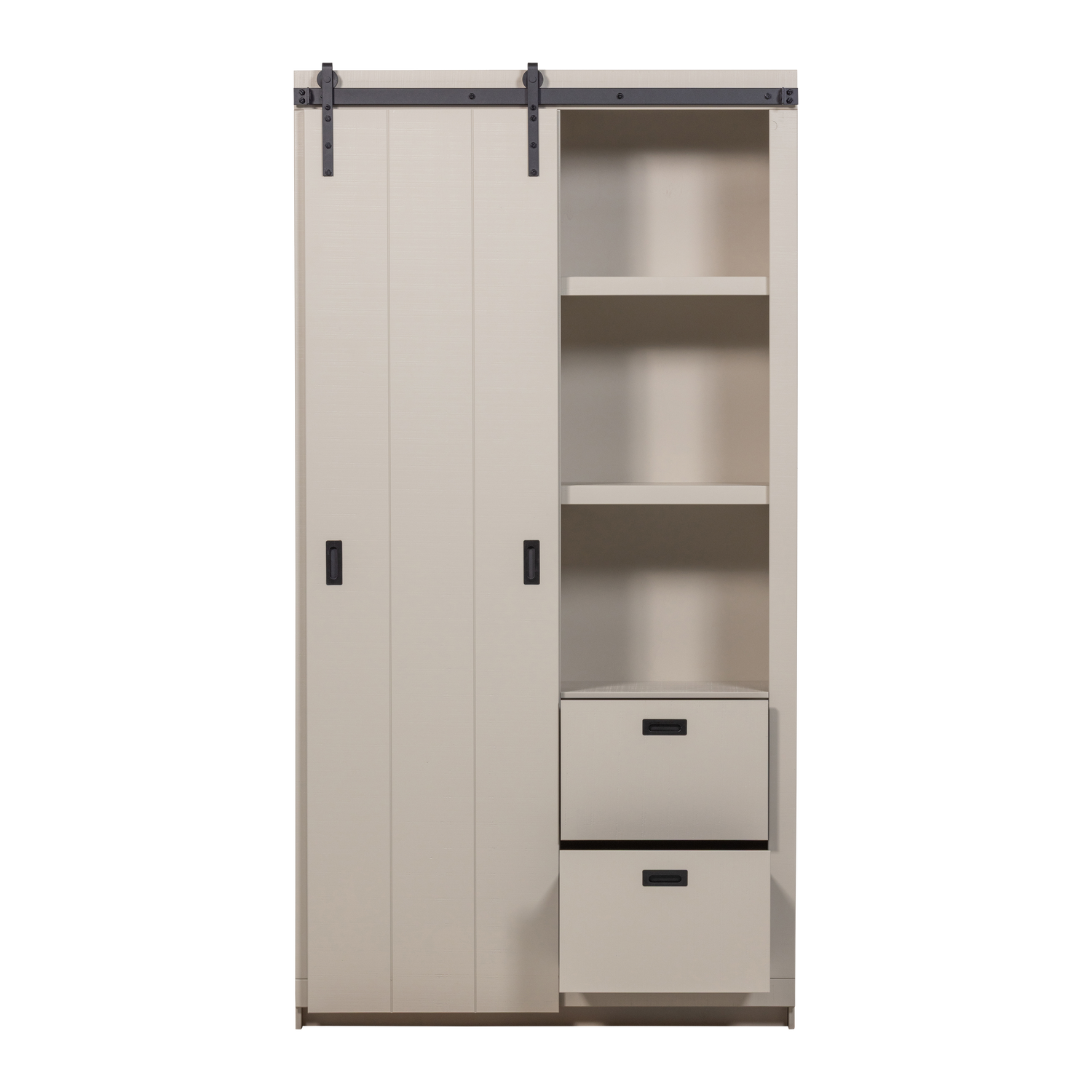 Armadio 2 ante scorrevoli 2 cassetti in legno di pino Ember 122x232 cm