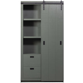 Armadio 2 ante scorrevoli 2 cassetti in legno di pino Ember 122x232 cm