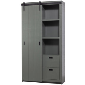 Armadio 2 ante scorrevoli 2 cassetti in legno di pino Ember 122x232 cm