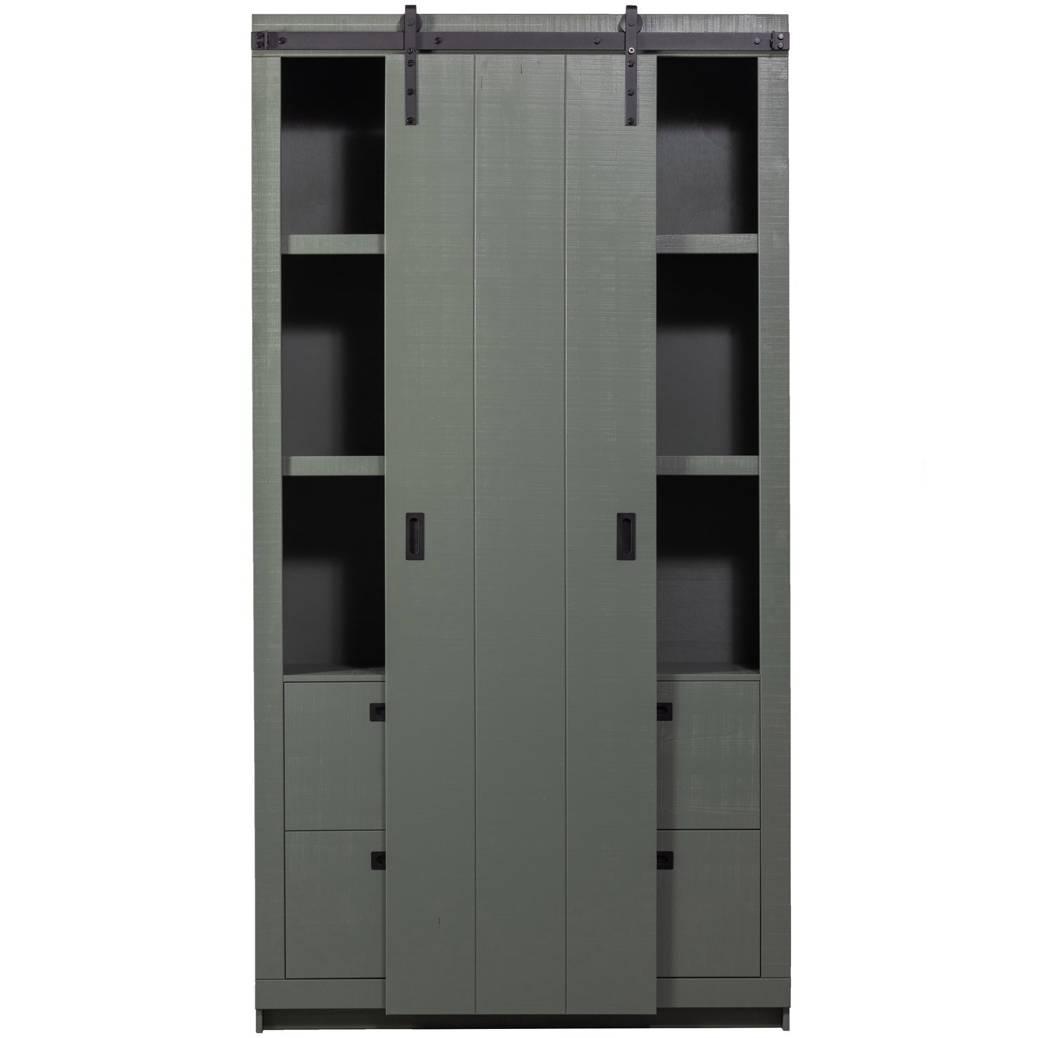 Armadio 2 ante scorrevoli 2 cassetti in legno di pino Ember 122x232 cm