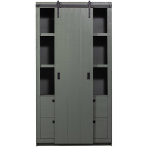 Armadio 2 ante scorrevoli 2 cassetti in legno di pino Ember 122x232 cm