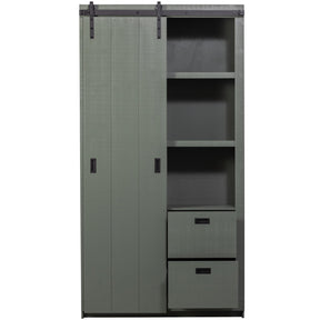Armadio 2 ante scorrevoli 2 cassetti in legno di pino Ember 122x232 cm