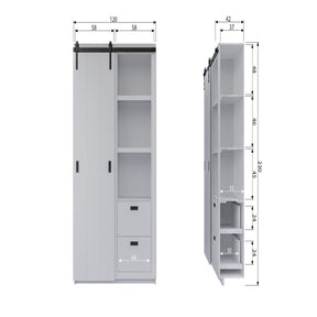 Armadio 2 ante scorrevoli 2 cassetti in legno di pino Ember 122x232 cm