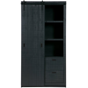 Armadio 2 ante scorrevoli 2 cassetti in legno di pino Ember 122x232 cm