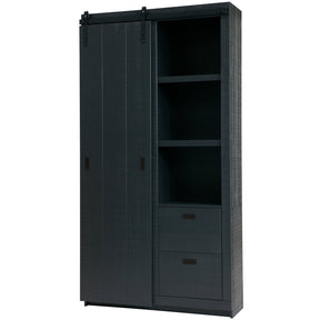 Armadio 2 ante scorrevoli 2 cassetti in legno di pino Ember 122x232 cm