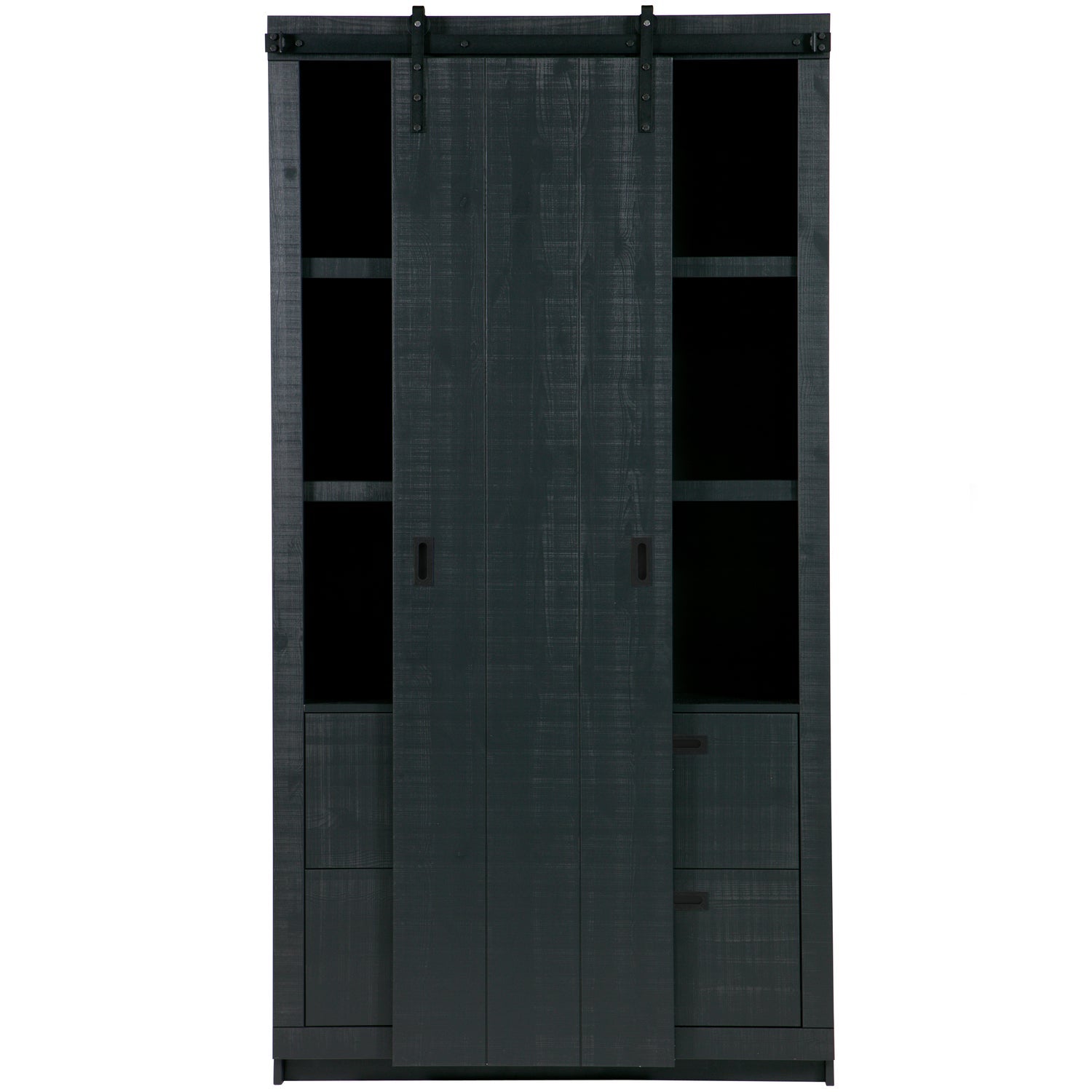 Armadio 2 ante scorrevoli 2 cassetti in legno di pino Ember 122x232 cm