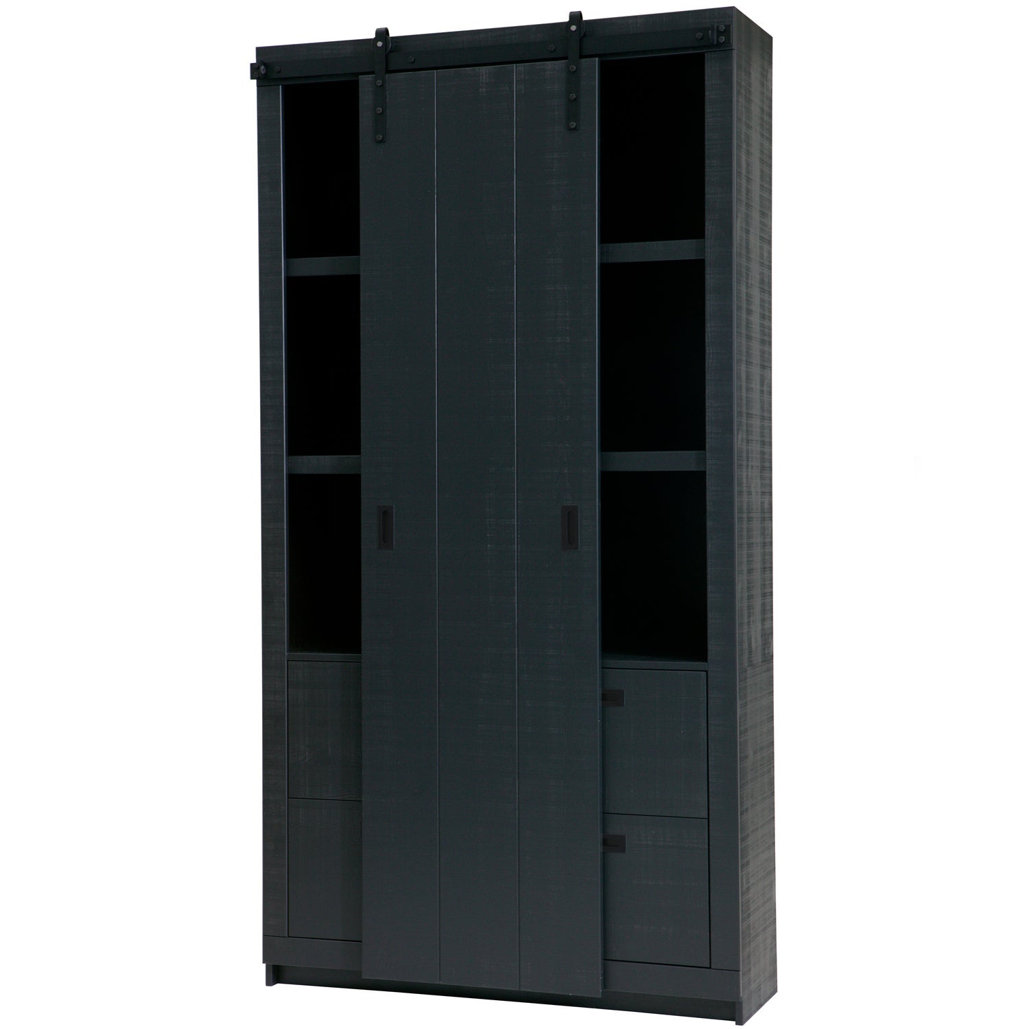 Armadio 2 ante scorrevoli 2 cassetti in legno di pino Ember 122x232 cm