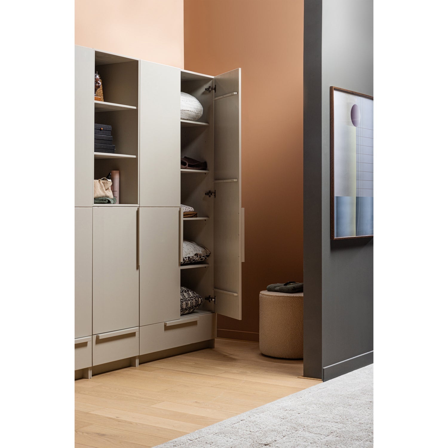 Cappottiera 2 ante 1 cassetto in legno di pino Pure 215x95 cm