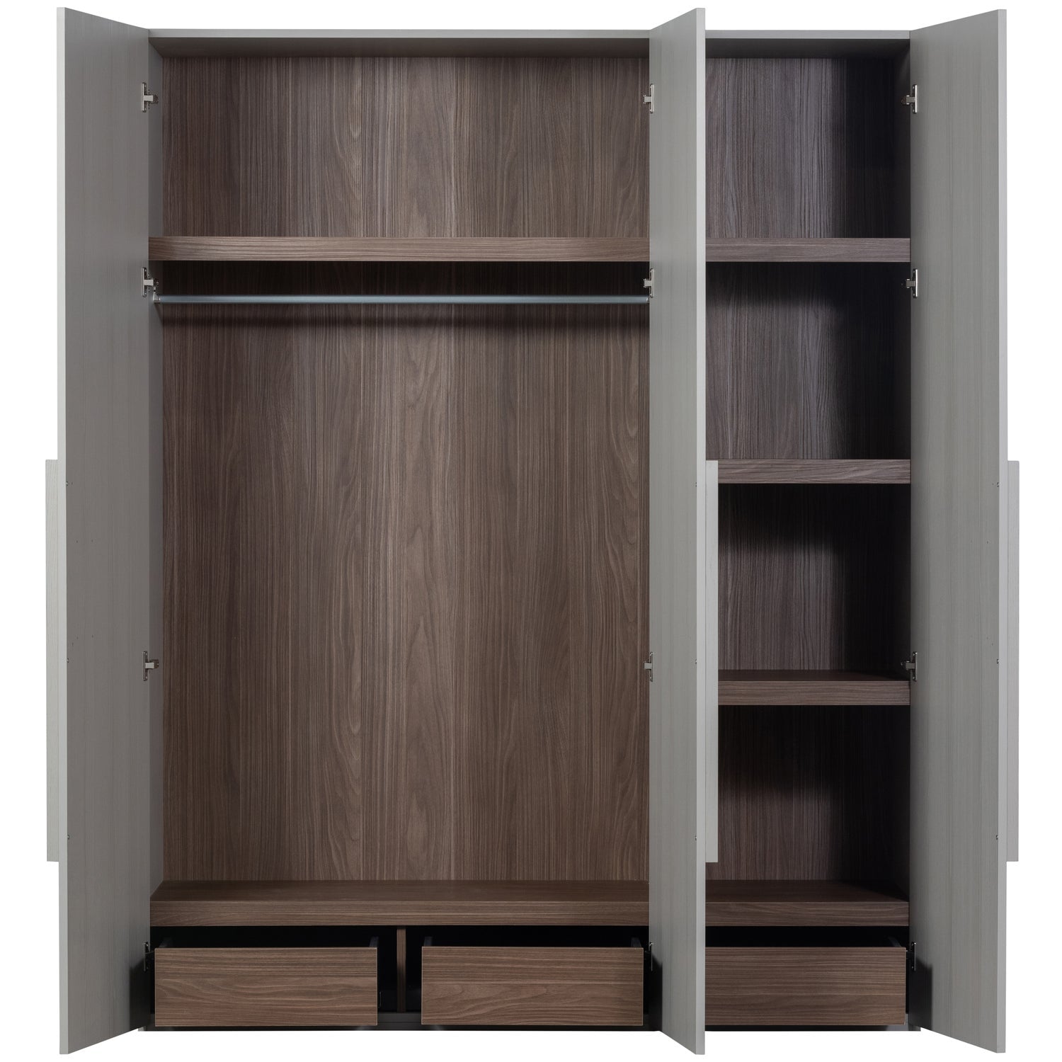 Cappottiera 3 ante 3 cassetti in legno Rens 210x165 cm
