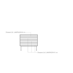 Cassettiera 4 cassetti quercia grigio antracite Yoko 90x91 cm