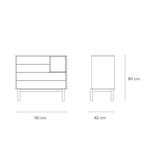 Cassettiera grigio antracite 4 cassetti Corvo di Teulat 90x40 cm