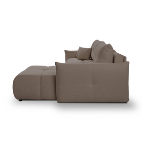 Divano letto angolare in tessuto bouclè Dublino 257x111/177 cm