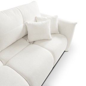Divano letto in tessuto bouclè bianco Lisbona 245x110/144 cm